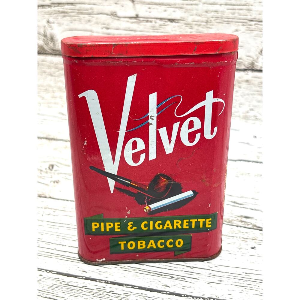 Vintage Velvet Tobacco Tin Pipe & Cigarette Tobacco “America's Smoothest Smoke"